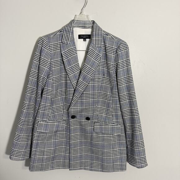 Talbots Jackets & Blazers - Talbots 8 Petite Double Breasted Plaid Blazer Gray Blue Black Preppy Career